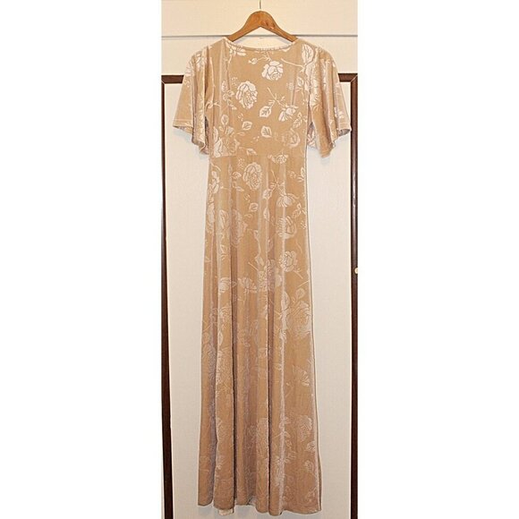 Baltic Born - Matthews Embossed Velvet Maxi Dress in Champagne, Small - Picture 7 of 11